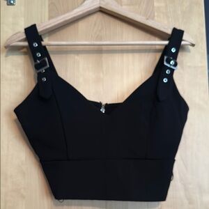 Revamped Black Fitted Crop Tank Top